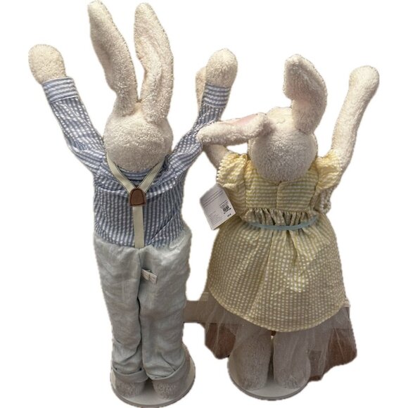 Pottery Barn Kids 32” Bunny Rabbit Set Couple Easter Freestanding Decor RARE Tag - Picture 5 of 16